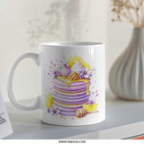 Pancake and Honeycomb Mug, Floral Dessert Mug, Foodie Gift Mug, Lemon Flower Mug, Watercolor Mug, Coffee Mug, Tea Mug, Gift for Baker - Tawshia