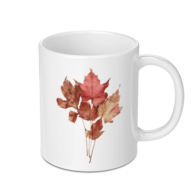 Autumn Leaves Mug, Fall Colors Mug, Nature Lover Gift, Botanical Print, Coffee Mug, Tea Cup, Seasonal Decor, Thanksgiving Gift - Tawshia