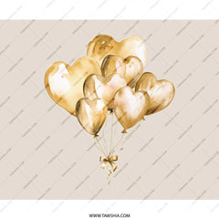 Heart Balloons Mouse Pad, Gold Balloons Mousepad, Watercolor Balloons, Valentines Day Mousepad, Love Mouse Pad, Gift For Her - Tawshia