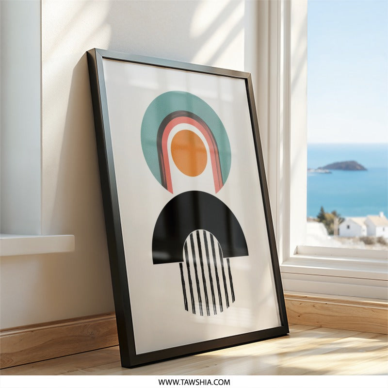 Abstract Geometric Wall Art, Modern Art Print, Circle and Arch Design, Contemporary Wall Decor, Minimalist Home Art, Unique Art Gift - Tawshia