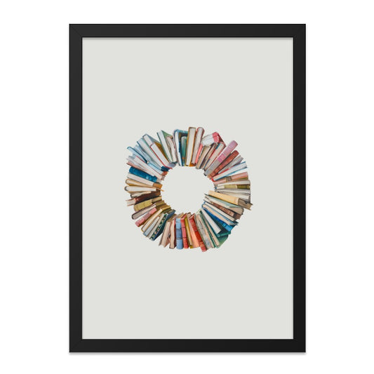 Book Wreath Wall Art, Literary Print, Book Lover Gift, Books Art, Reading Room Decor, Library Wall Decor, Minimalist Wall Art - Tawshia