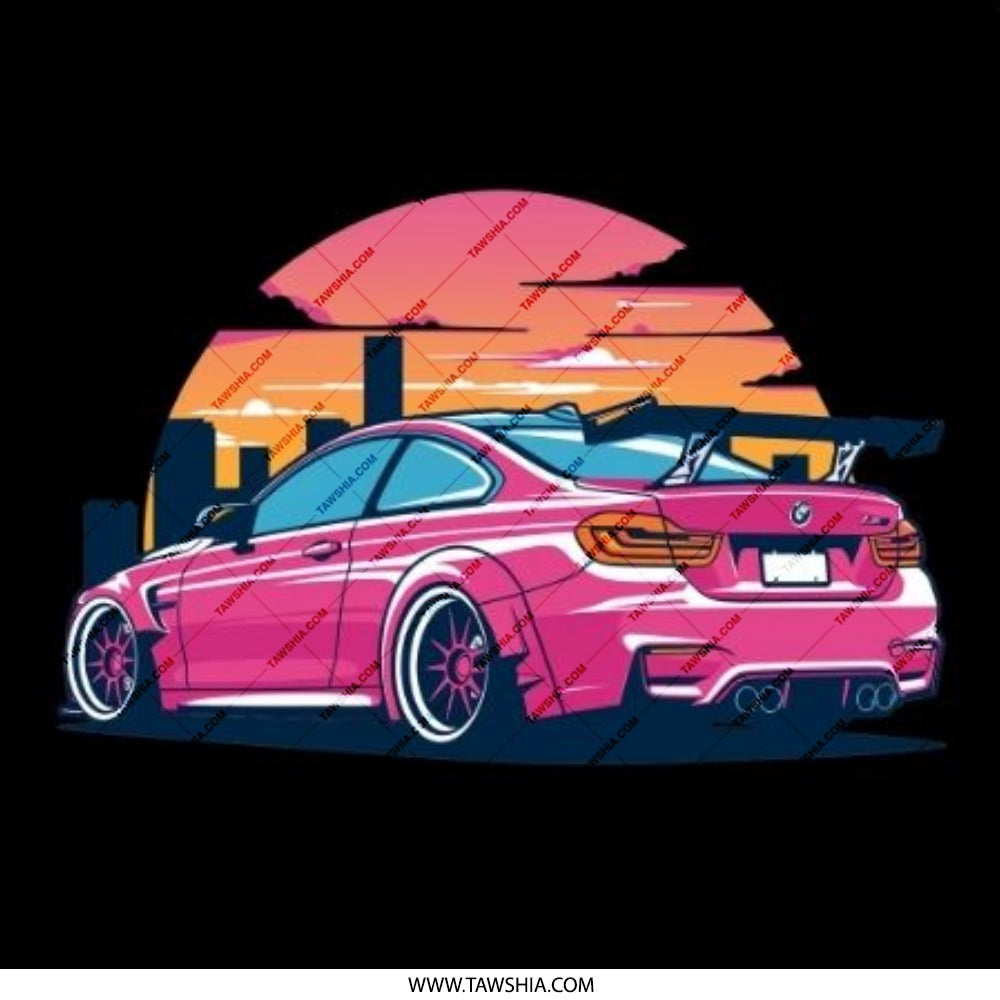 Pink Bmw Pinback Button, Tuned Car Button, Car Lover Gift, Retro Sunset Button, Trendy Button, Cool Button, Gift Idea, Aesthetic Button - Tawshia