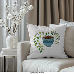 Potted Plant Pillow, Modern Pillow, Leaf Accent Pillow, Cute Home Decor, Houseplant Pillow, Decorative Pillow, Unique Throw Pillow - Tawshia