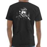 Biker with Helmet Design on Black Tee shirt product type