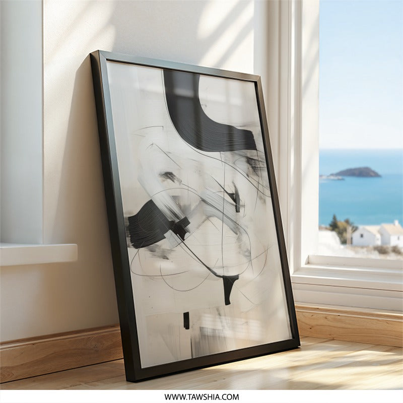Abstract Art Print Wall Art, Black and White Modern Art, Minimalist Painting Poster, Contemporary Wall Decor, Unique Home Gift Idea - Tawshia