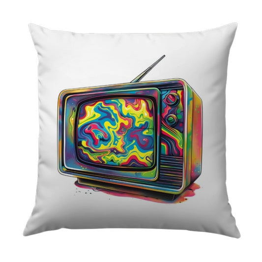 Retro TV Pillow, Psychedelic Art Pillow, Colorful Television Throw Pillow, 80s Decor, Vintage TV Design, Unique Home Decor - Tawshia