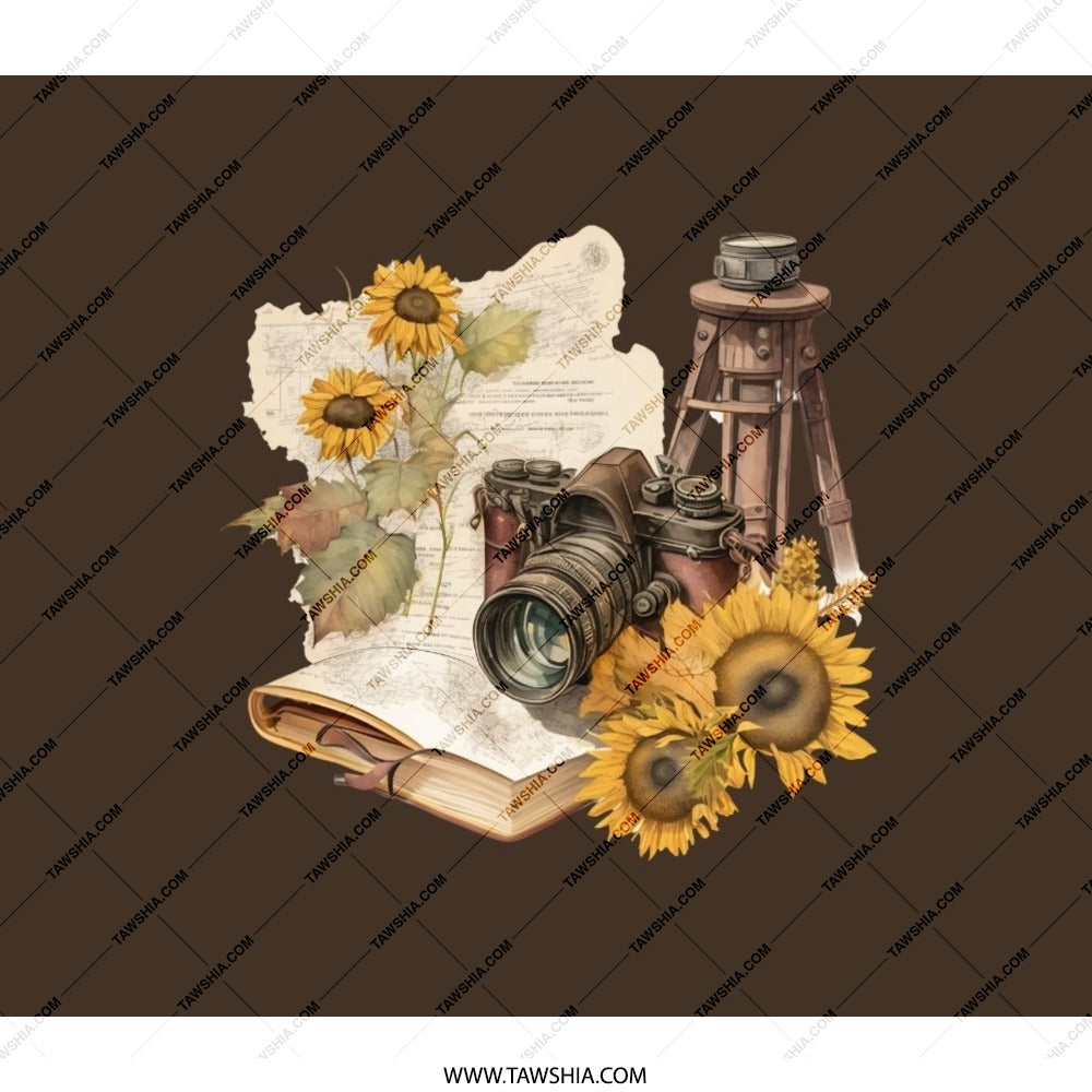 Vintage Camera Backpack, Sunflower Backpack, Photography Lover Gift, Travel Backpack, Stylish Backpack, Everyday Carry Backpack - Tawshia