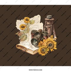 Vintage Camera Backpack, Sunflower Backpack, Photography Lover Gift, Travel Backpack, Stylish Backpack, Everyday Carry Backpack - Tawshia