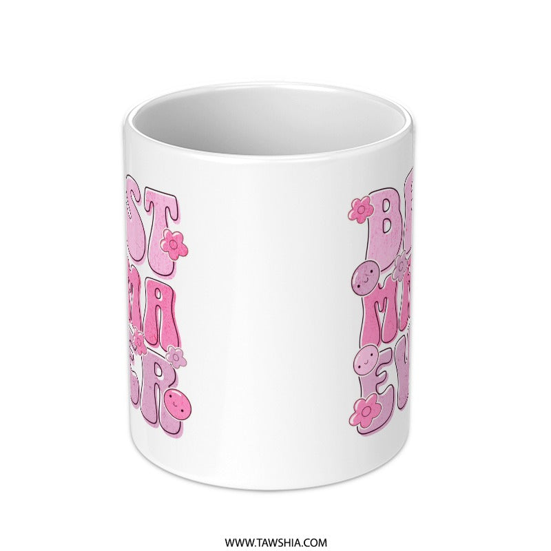 Best Mama Ever Text and Floral Design Mug product