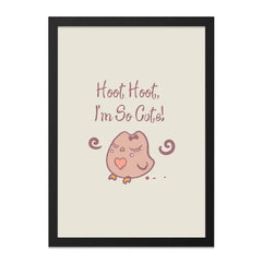 Cute Owl Wall Art, Kids Room Decor, Nursery Art, Hoot Hoot Im So Cute Art, Owl Print, Animal Wall Art, Framed Art, Childrens Art - Tawshia