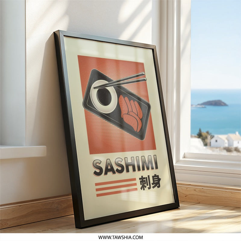 Sashimi Wall Art, Japanese Food Art, Restaurant Decor, Asian Cuisine Print, Sushi Lover Gift, Culinary Art Poster, Modern Kitchen Art - Tawshia
