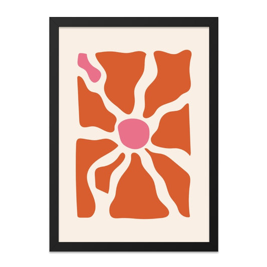 Modern Abstract Flower Wall Art, Minimalist Floral Print, Geometric Shapes, Contemporary Home Decor, Bold Colors - Tawshia