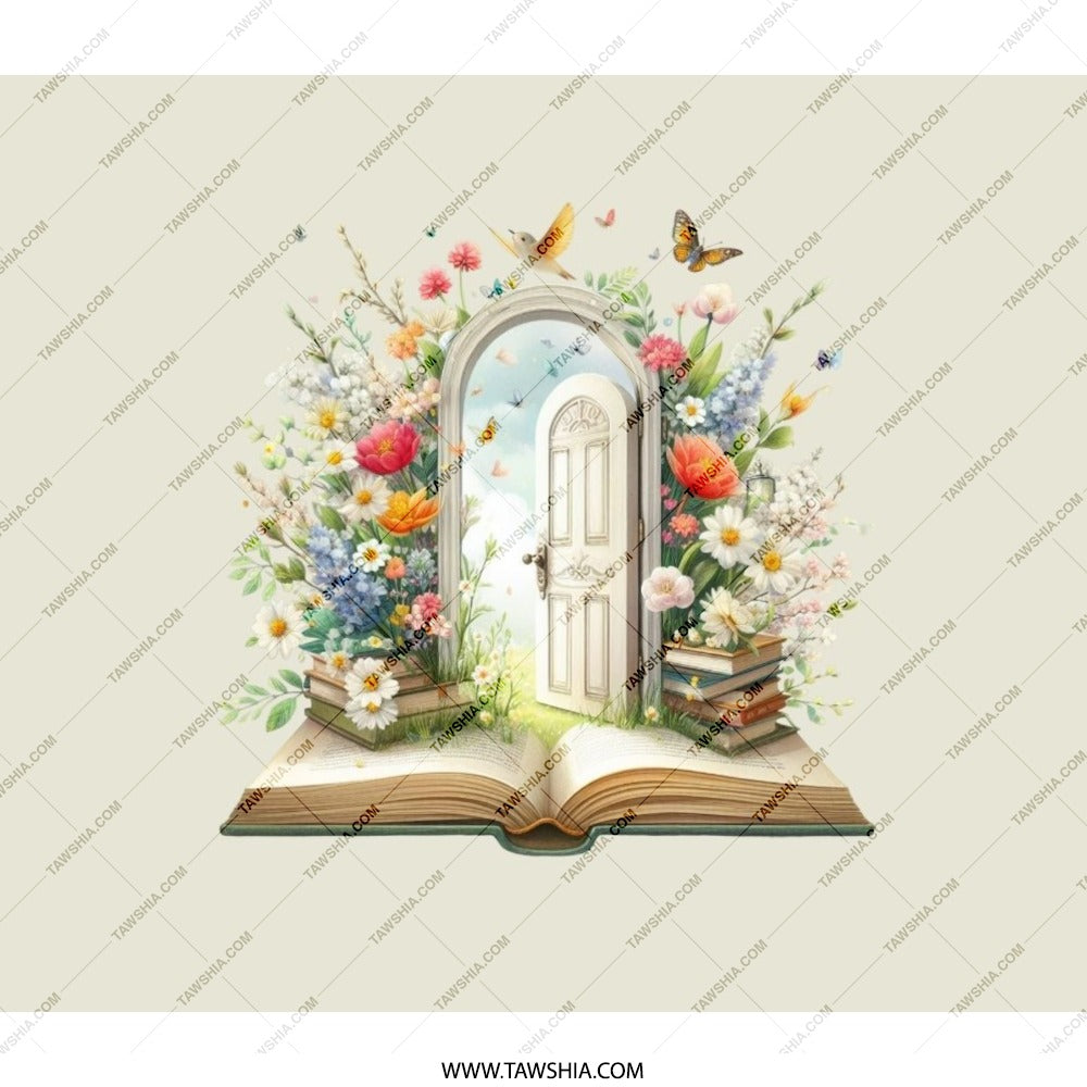 Floral Doorway Backpack, Book Lovers Gift, Nature Inspired Backpack, Unique School Backpack, Fantasy Art Backpack, Everyday Backpack - Tawshia