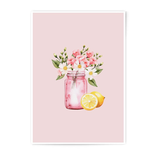 Pink Lemonade Photographic Prints, Floral Art Prints, Kitchen Wall Decor, Watercolor Print, Home Decor, Art Print - Tawshia