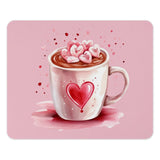 Heart Mug Mouse Pad, Valentines Day, Hot Chocolate Art, Love Decor, Cute Valentines Gift, Heart Marshmallows, Pink Watercolor Mousepad - Tawshia