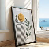 Minimalist Wall Art, Geometric Print, Boho Decor, Plant Art, Mid Century Modern, Abstract Art Print, Home Decor - Tawshia