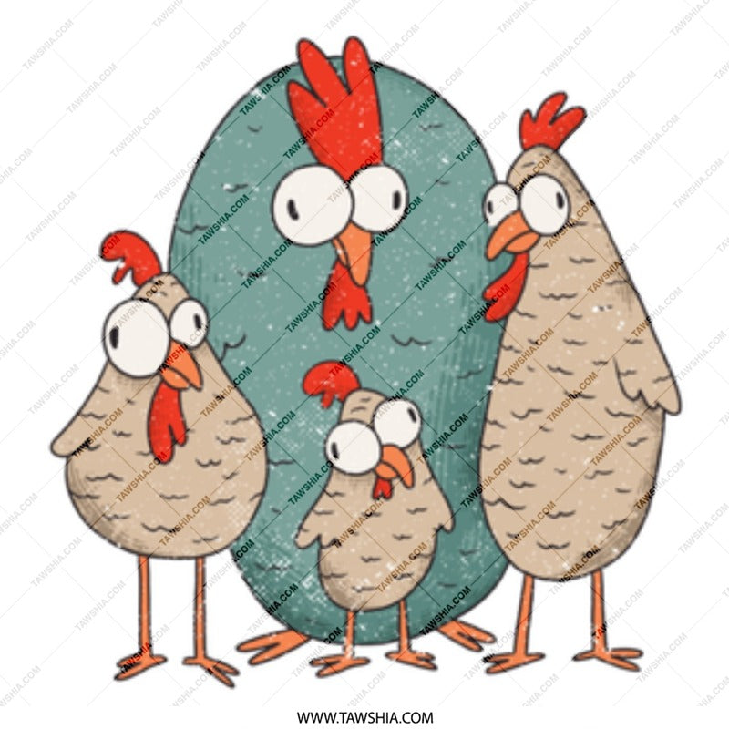 Funny Chicken Family Cartoon Art Print product