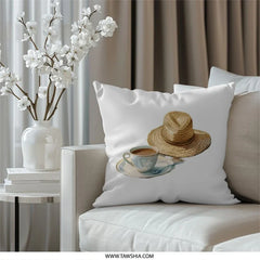 Coffee and Hat Pillow, Cozy Decor, Home Gift Idea, Decorative Throw Pillow, Unique Design - Tawshia