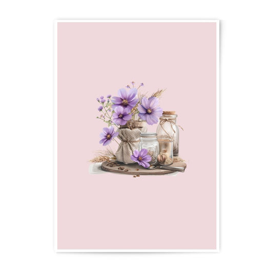 Purple Flowers Photographic Prints, Still Life Art Prints, Kitchen Wall Decor, Botanical Art Prints, Purple Flower Prints - Tawshia