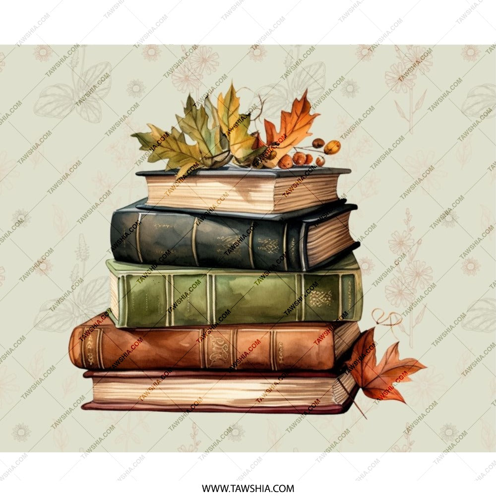 Fall Books MousePad, Autumn Leaves, Cozy Desk Decor, Literary Gift, Book Lover Mouse Pad, Office Accessories, School Mousepads - Tawshia