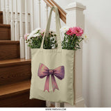 Sparkly Bow Tote Bag, Pink Purple Glitter Bow Shopping Bag, Cute Gift Bag, Everyday Carryall, Stylish Tote - Tawshia