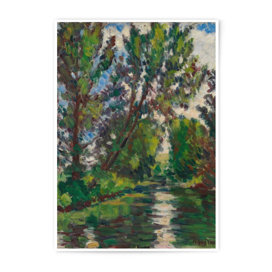 Impressionist River Photographic Print, Landscape Art Print, Green Trees Painting, River Reflections Wall Art, Nature Photo Print - Tawshia