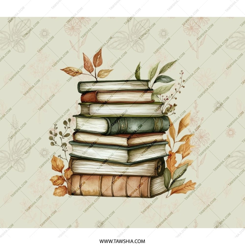 Stacked Books BackPack, Book Lover BackPack, Reading BackPack, Autumn Leaves BackPack, School BackPack, Gift for Students, Unique Design - Tawshia