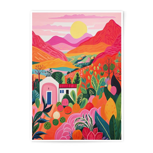 Colorful Landscape Photographic Prints, Vivid Sunset Art, Dreamy Mountain Illustration, Home Decor Art Prints, Wall Art Decor - Tawshia