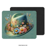 Floral Hat MousePad, Butterfly Mouse Pad, Flower Garden Mouse Mat, Cute Desk Accessories, Decorative Computer Mouse Pad - Tawshia
