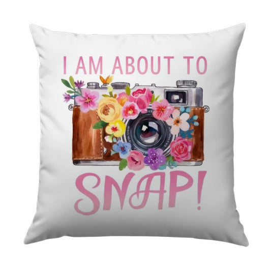 Floral Camera Pillow, Photographer Gift, I Am About To Snap Pillow, Camera Lover Present, Flower Camera Throw Pillow, Cushion for Couch - Tawshia