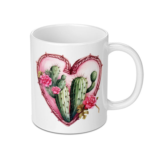 Cactus Heart Mug, Floral Mug, Succulent Mug, Desert Lover Gift, Plant Mom Gift, Botanical Mug, Garden Mug, Unique Mug, Coffee Mug, Tea Mug - Tawshia