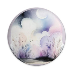 Watercolor Nightscape Pinback Button, Moon Stars Pin Badge, Botanical Button, Pastel Sky Pin, Aesthetic Button, Art Badge, Button Pin - Tawshia
