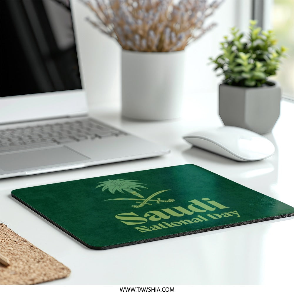 Saudi National Day Mouse Pad, Green, Emblem, National Day Gift, Saudi Arabia Gift, Unique Office Decor, Keyboard Pad, Gaming, Work From Home - Tawshia