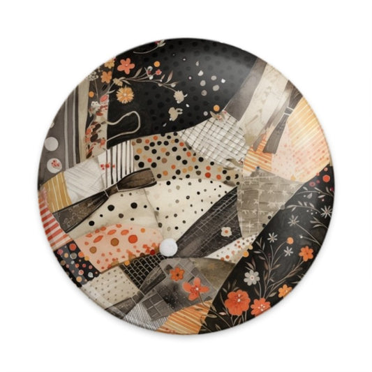 Floral Patchwork Pinback Button, Unique Design Pinback Button, Decorative Pinback Button, Artistic Patchwork Button, Flower Pattern Button - Tawshia