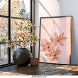 Floral Wall Art, Minimalist Flower Print, Modern Home Decor, Botanical Wall Decor, Peach Flower Art, Line Art, Flower Poster, Framed Art - Tawshia