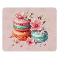 Macaron Mousepad, Floral Mouse Pad, Dessert Mousepad, Cherry Blossom, Cute Office Decor, Foodie Gift, Kawaii Desk Mat, Pink Mouse Mat - Tawshia