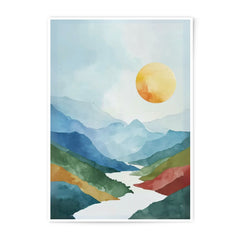 Watercolor Mountain Photographic Print, Sunset Landscape Art, Nature Home Decor, Modern Wall Art, Abstract Scenery Print - Tawshia