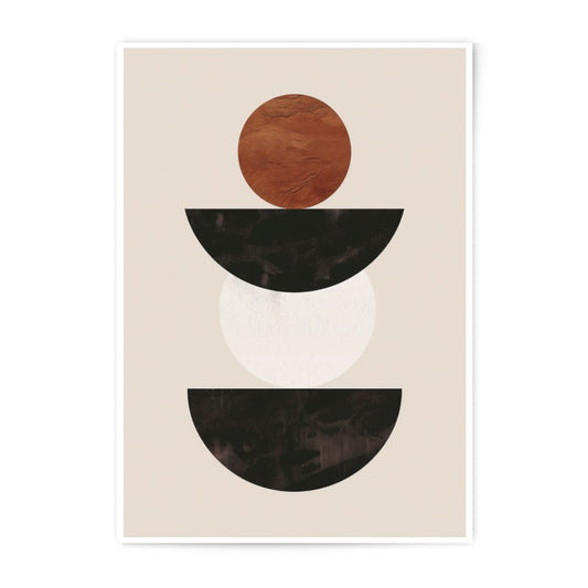 Abstract Photographic Print, Minimalist Wall Art, Boho Geometric Art, Modern Home Decor, Circle and Semicircle Design, Neutral Color Palette - Tawshia