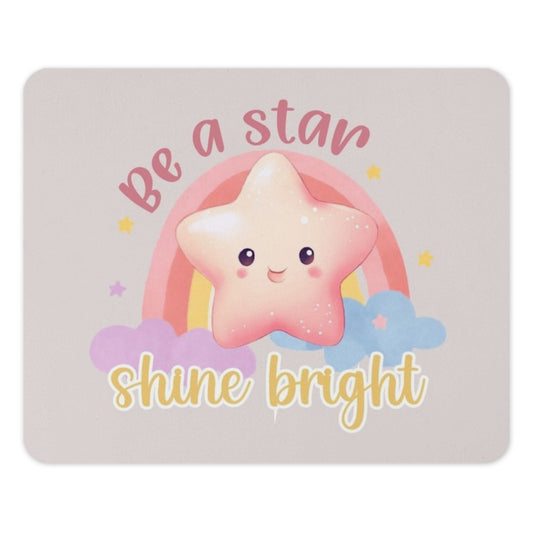 Be A Star Mouse Pad, Shine Bright, Kawaii Star, Cute Rainbow, Inspirational Mousepad, Motivational Desk Decor, Office Accessory - Tawshia