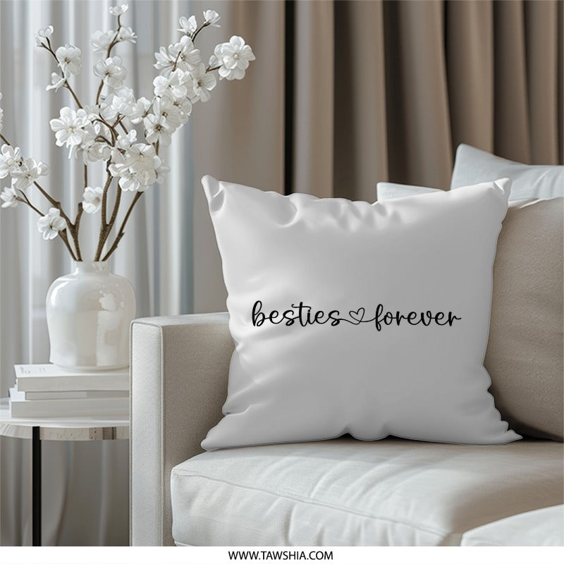 Besties Forever Pillow, Friendship Gift, Best Friend Pillow, Decorative Pillow, Gift for Best Friend, Unique Pillow Design - Tawshia