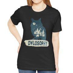 Night Owl and Bear Illustration Owlosophy Shirt Product