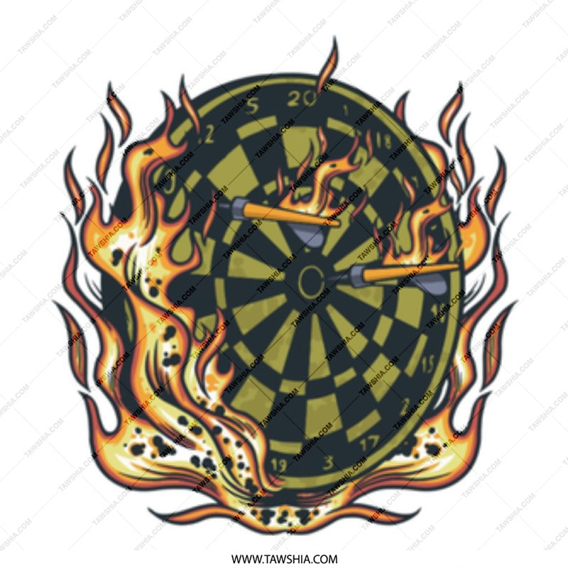 Fiery Dartboard Design Imagery for Darts Product
