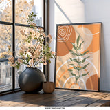 Abstract Botanical Wall Art, Boho Leaf Print, Modern Home Decor, Neutral Tones Art, Framed Art Print, Minimalist Artwork - Tawshia