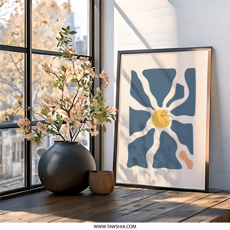 Minimalist Sun Wall Art, Abstract Flower Print, Boho Home Decor, Modern Art Print, Geometric Wall Decor - Tawshia