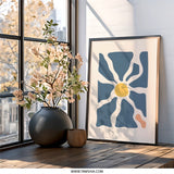 Minimalist Sun Wall Art, Abstract Flower Print, Boho Home Decor, Modern Art Print, Geometric Wall Decor - Tawshia