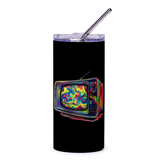 Retro TV Tumbler, Psychedelic Television, Cool Tumbler, Trendy Tumbler, Unique Gift, Colorful Design, Stainless Steel Tumbler, Travel Mug - Tawshia