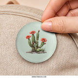 Flowering Cactus Pinback, Desert Bloom Button, Botanical Badge, Southwestern Style Pin, Succulent Jewelry, Plant Lover Gift, Nature Inspired - Tawshia