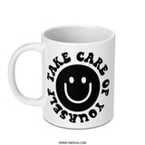Smiley Face Mug, Take Care Of Yourself Mug, Positive Vibes Mug, Self Care Gift Mug, Happiness Mug, Inspirational Coffee Mug - Tawshia