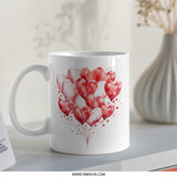 Heart Balloons Mug, Valentine's Mug, Romantic Gift Mug, Love Heart Mug, Anniversary Mug, Heart Mug, Gift For Her, Gift For Him - Tawshia
