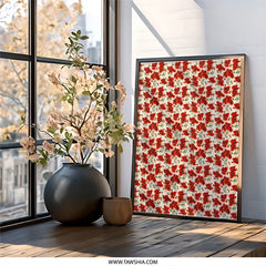 Red Poppies Wall Art, Floral Print, Botanical Decor, Flower Wall Decor, Modern Home Decor, Nature Inspired Art, Red Flower Art - Tawshia